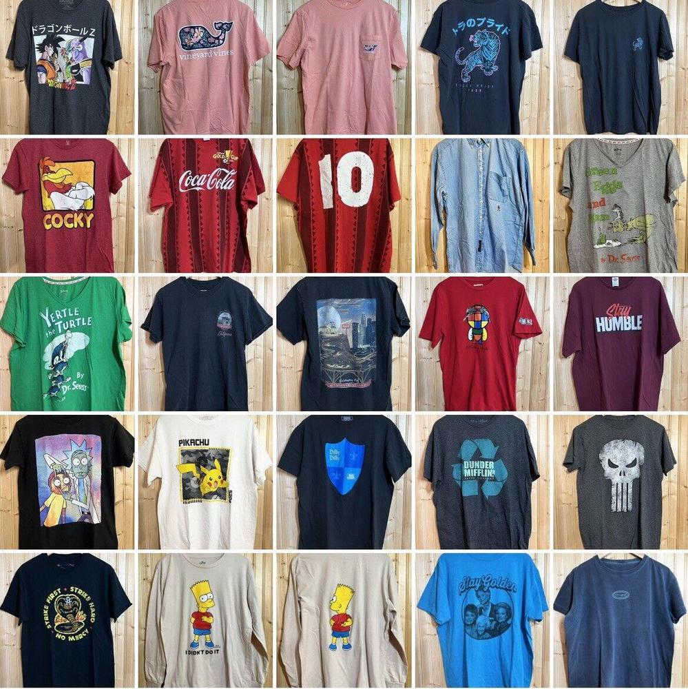 20 Shirt Bundle Graphic Tees Button Up Multiple Sizes Anime Cartoon Pokemon MORE